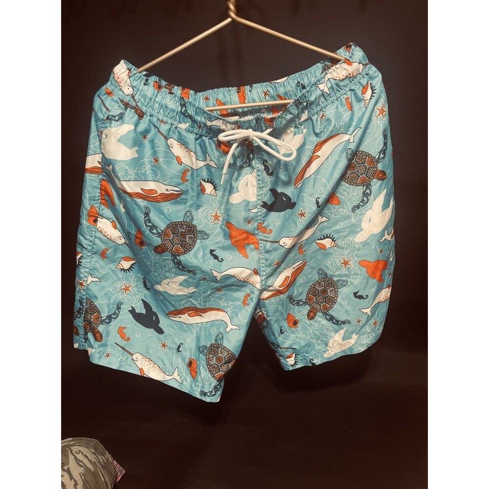 U.S. Polo Assn. Men’s XL Swim Trunks Blue Ocean Wale Turtle Mesh Lined